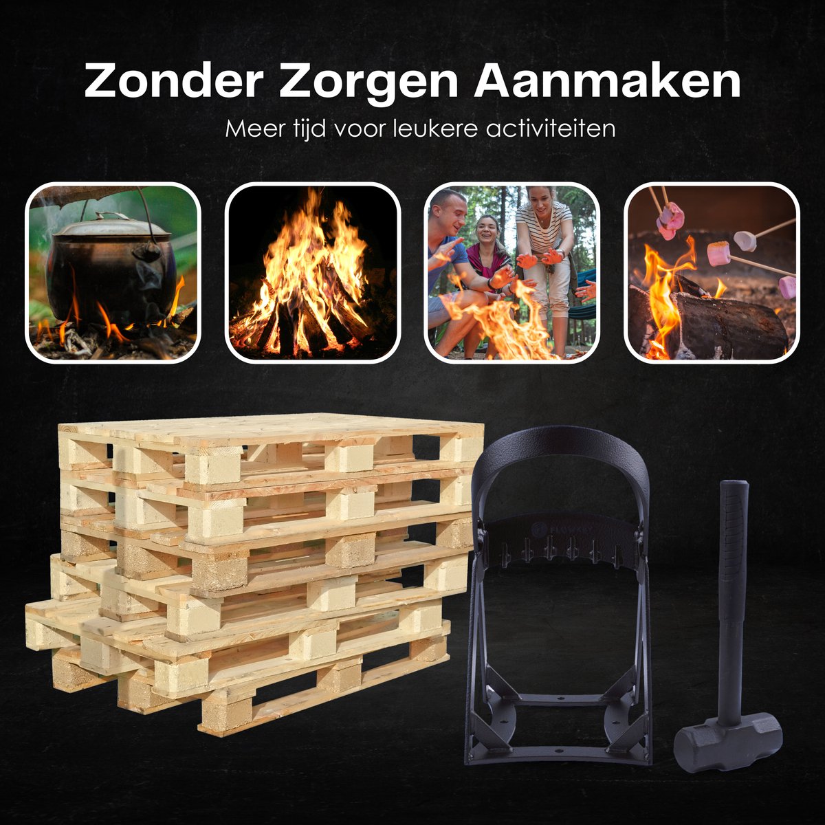  Flowkey® Houtklover - Houtsplijter Bijl - Houtkliever Kloofwig Gietijzer - Voor Hout &amp; Aanmaakhout - Inclusief Gratis Hamer