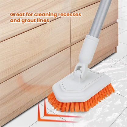 Merkloos Vloerschrobber - Bad Tegel Borstel Scrubber - Met 107cm Verstelbaar Lange - Voor Reiniging Badkamer Keuken Keramische Tegel - Oranje -Moederdag Cadeautje
