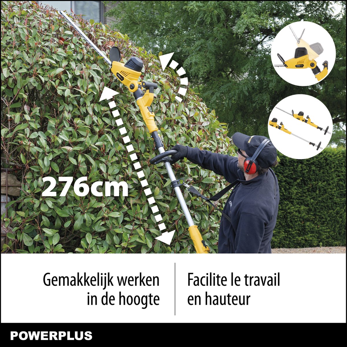  Powerplus POWXG2043 Elektrische Heggenschaar - 750W - Snoeien En Knippen - Zwaardlengte 570mm - Mesafstand 24mm - Telescopisch - Draaibaar Handvat - Haagschaar Voor Tuinonderhoud