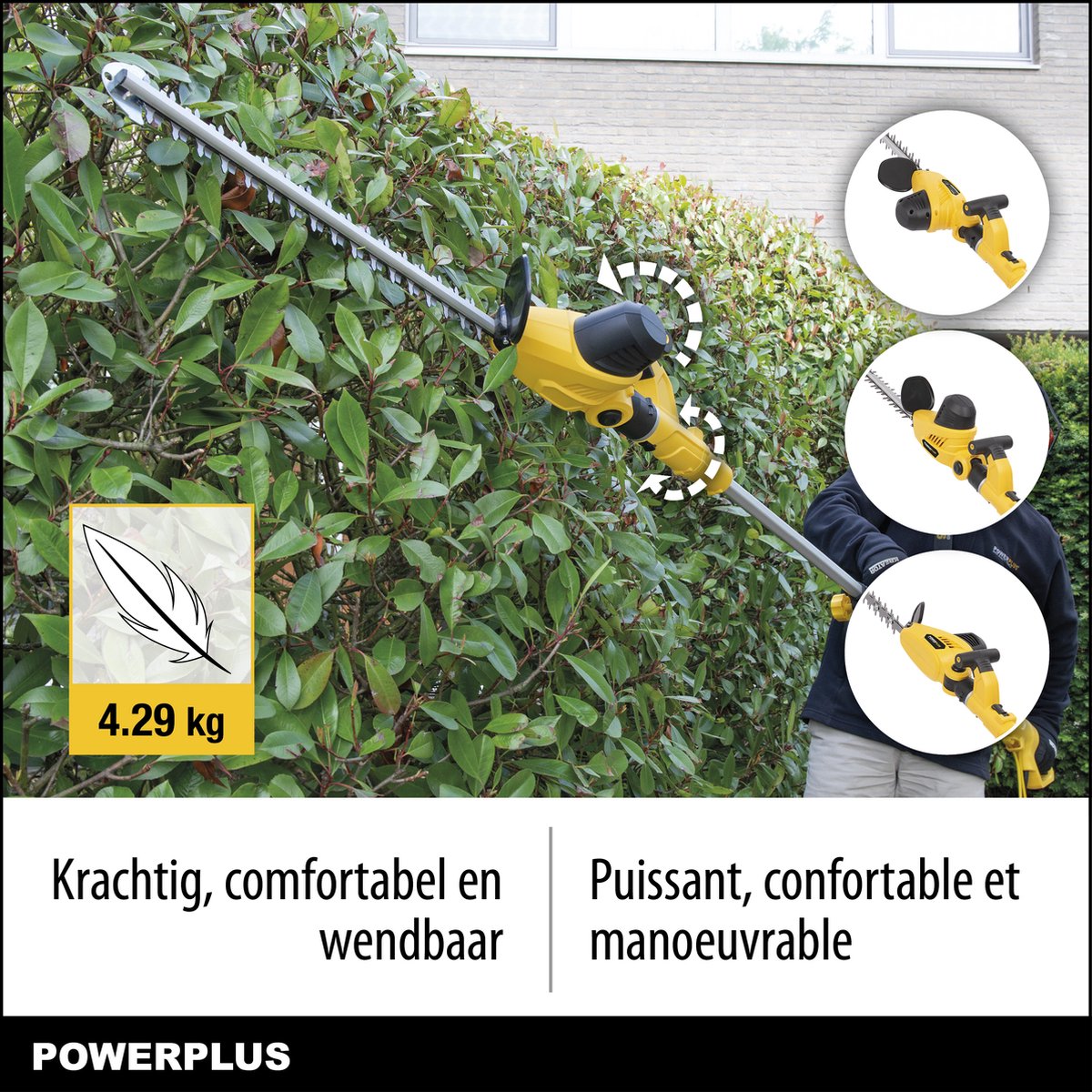  Powerplus POWXG2043 Elektrische Heggenschaar - 750W - Snoeien En Knippen - Zwaardlengte 570mm - Mesafstand 24mm - Telescopisch - Draaibaar Handvat - Haagschaar Voor Tuinonderhoud