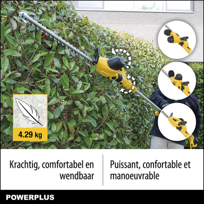  Powerplus POWXG2043 Elektrische Heggenschaar - 750W - Snoeien En Knippen - Zwaardlengte 570mm - Mesafstand 24mm - Telescopisch - Draaibaar Handvat - Haagschaar Voor Tuinonderhoud