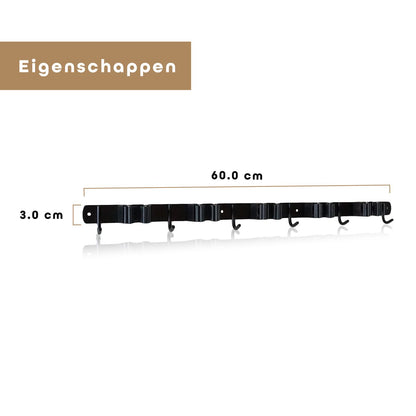  Bezem Ophangsysteem – Bezemhouder – Tuingereedschap – RVS – 5 Houders – 6 Haken - BAULK®