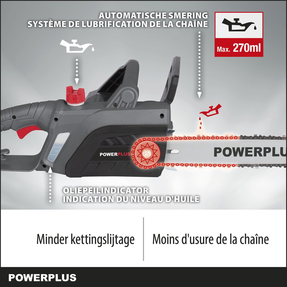  Powerplus POWEG10110 Elektrische Kettingzaag - 2200W - Zwaardlengte 400mm - Automatische Kettingsmering - Incl. 1x Ketting En 1x Zwaard