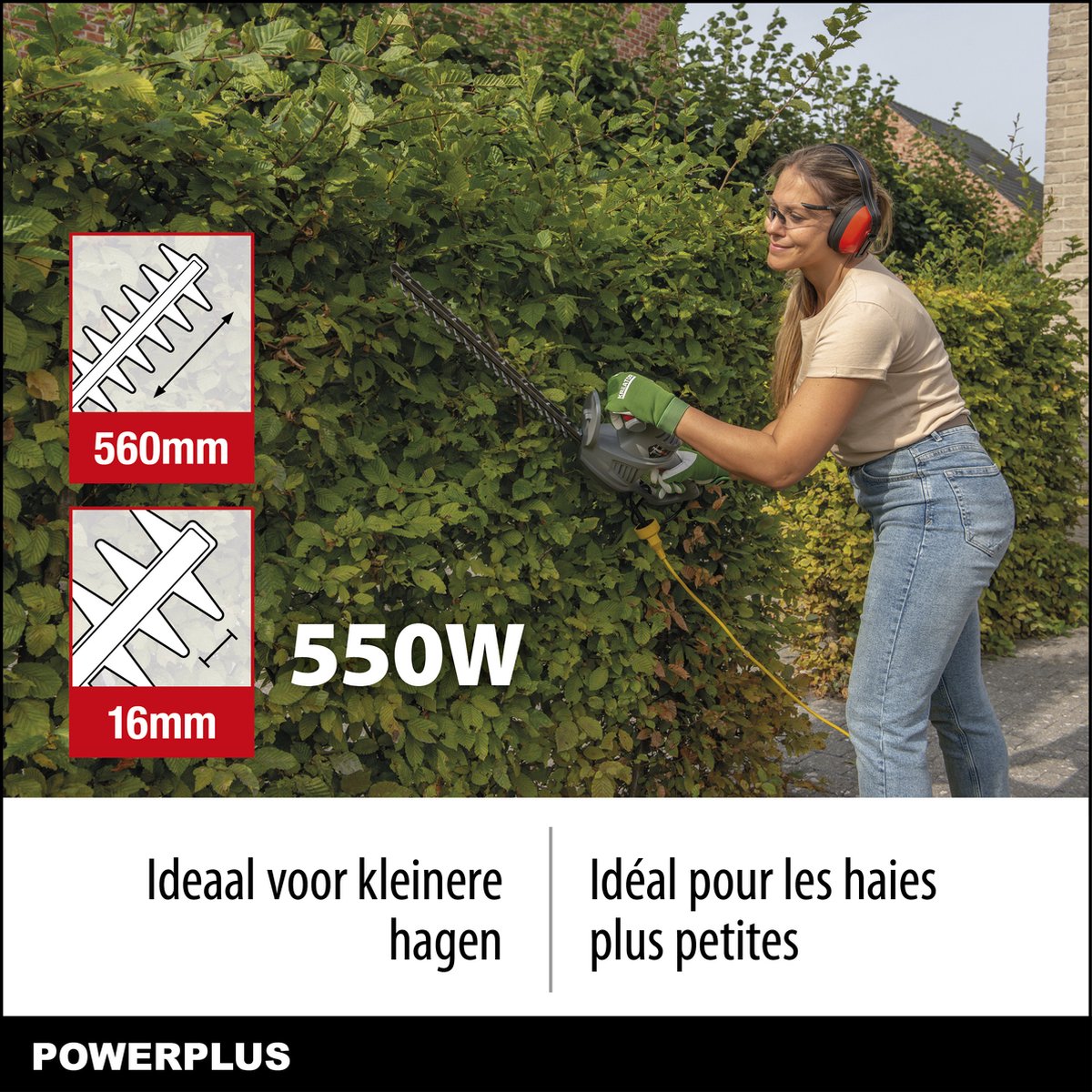  Powerplus POWEG40100 Elektrische Heggenschaar - 550W - Snoeien En Knippen - Zwaardlengte 560mm - Mesafstand 16mm - Haagschaar Voor Tuinonderhoud