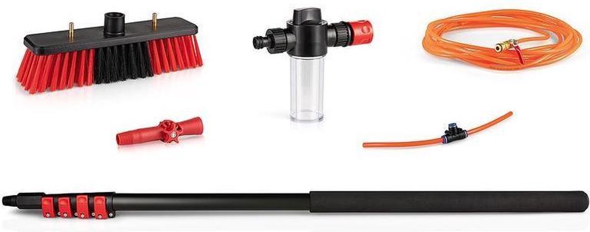  HIGHWALL Telescoopsteel Met Borstel - Glazenwassersset - Tot 4,6m Uitschuifbaar - Met Zeepdispenser