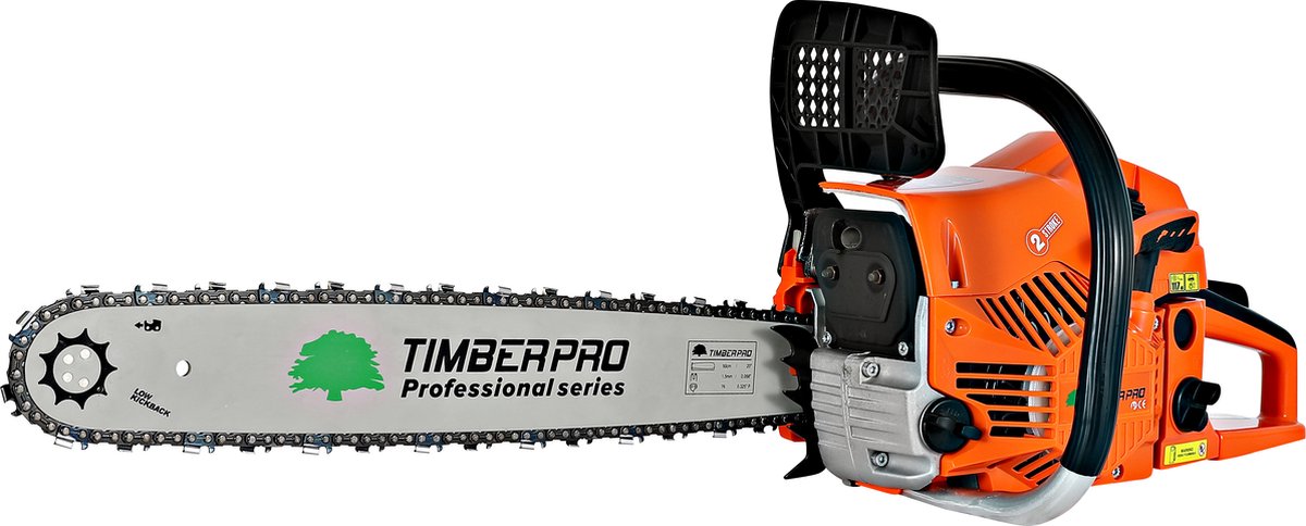  TIMBERPRO - Kettingzaag - 62 Cc - Benzine - Zwaardlengte 50 Cm - Met Transportzak - Met 2e Ketting