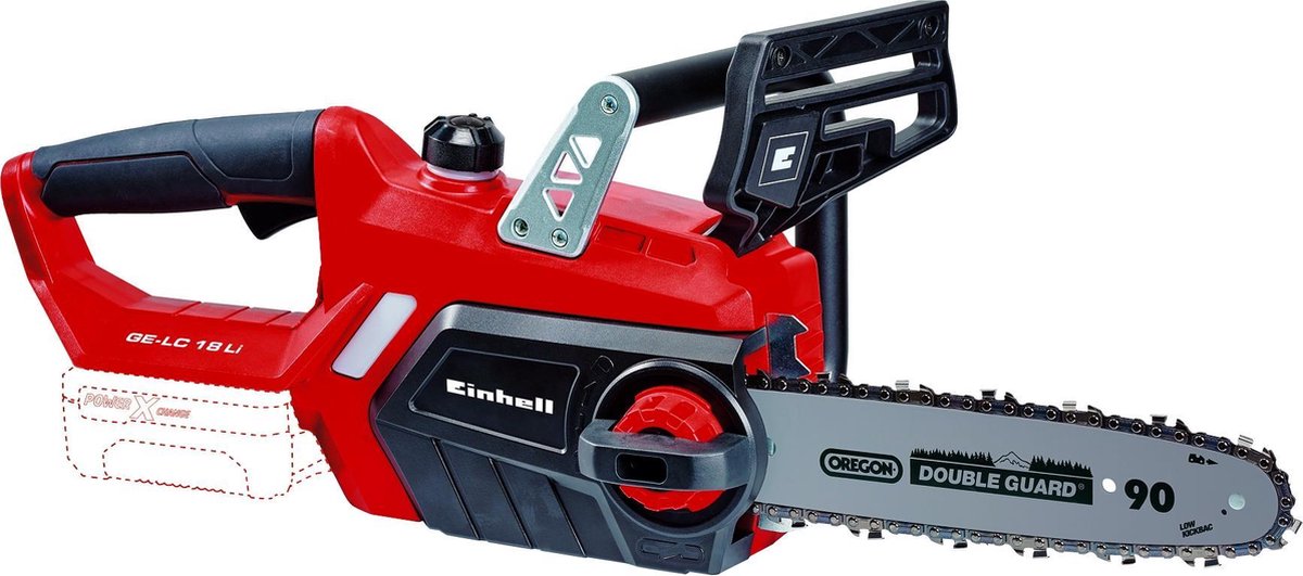  Einhell Accu Kettingzaag GE-LC 18 Li-Solo Power X-Change (Li-Ion, 18 V, 25 Cm Zwaardlengte, 23 Cm Snijlengte, Terugslagbescherming, Kettingvangbout, Zonder Accu En Lader)