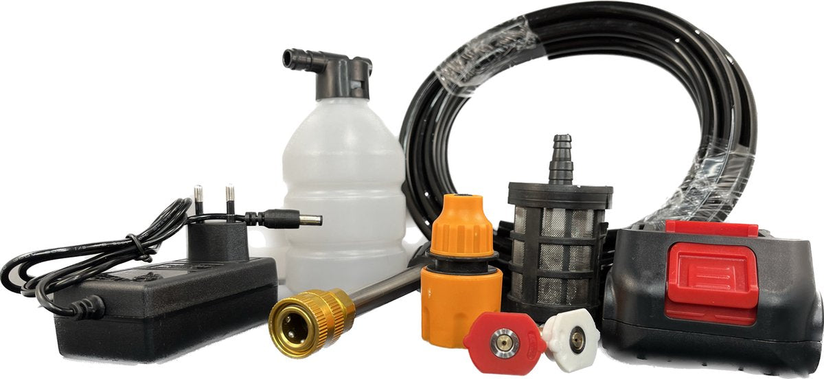  Hogedrukreinger Op Accu - Inclusief Opbergkoffer - Foam Gun - Foam Sprayer - Schuimpistool - Schuimsproeier - Hogedruk Pistool - Inclusief Accesoires