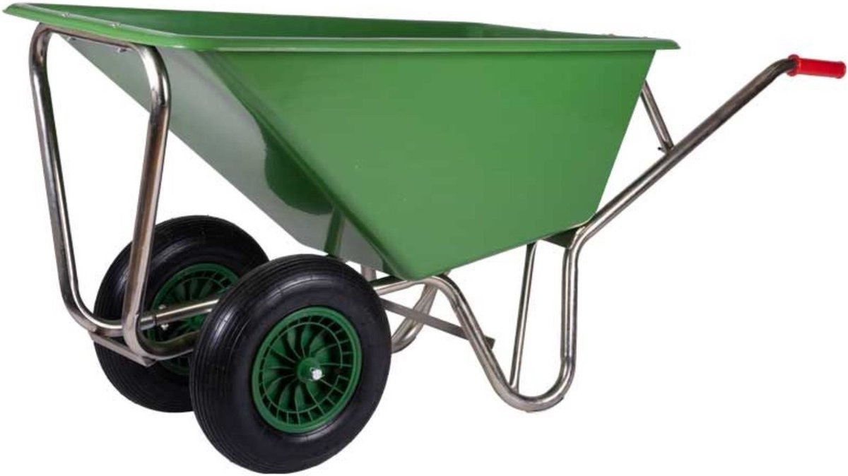  Kruiwagen Met Dubbel Luchtwiel Stal Eco Groen 160 Liter