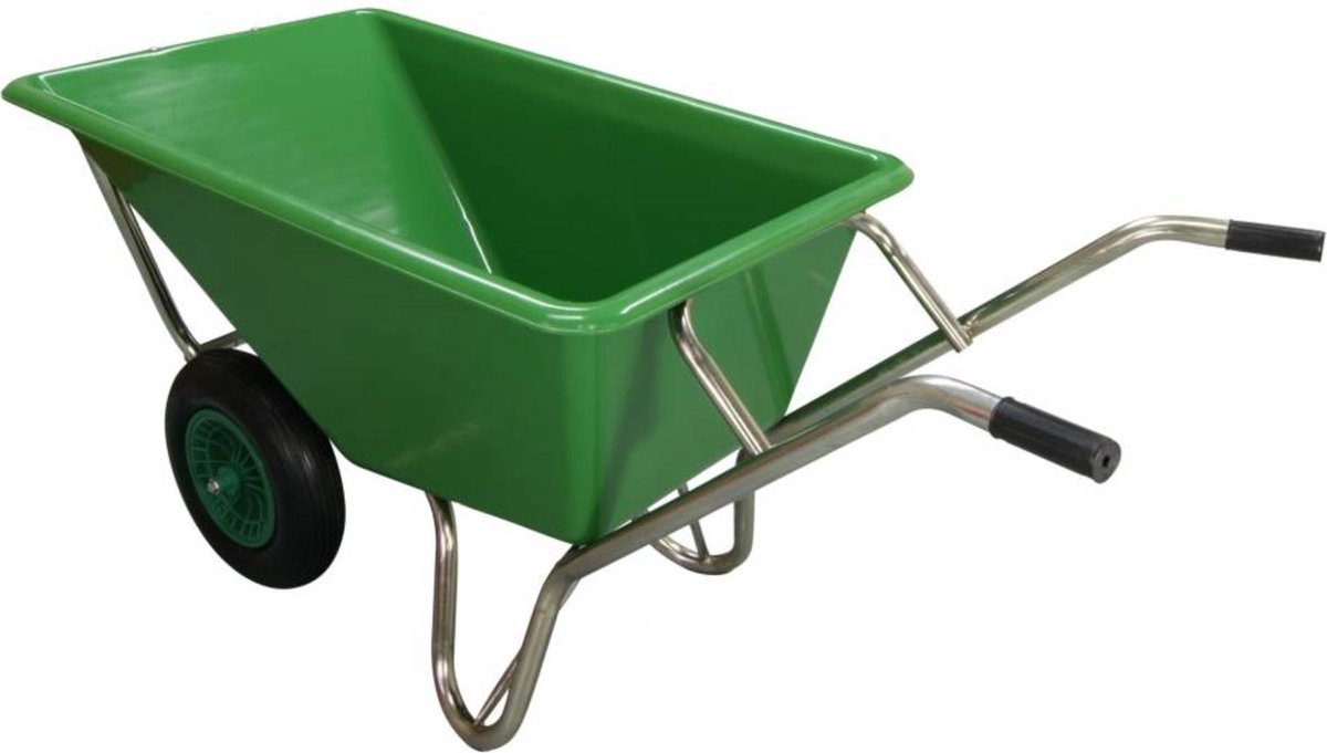  Kruiwagen Met Dubbel Luchtwiel Stal Eco Groen 160 Liter