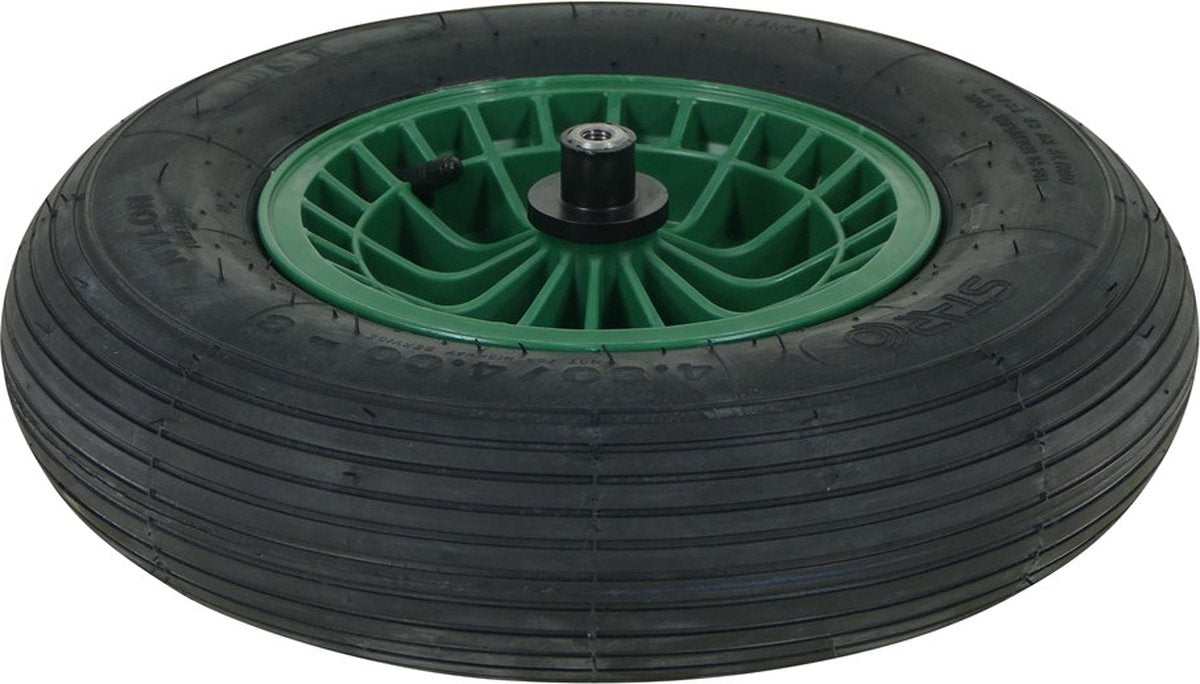  FORT 2PLy Kruiwagenwiel 400x100mm, Kunststof Velg, Kleur Groen, Luchtband