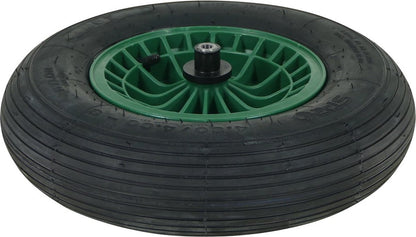  FORT 2PLy Kruiwagenwiel 400x100mm, Kunststof Velg, Kleur Groen, Luchtband