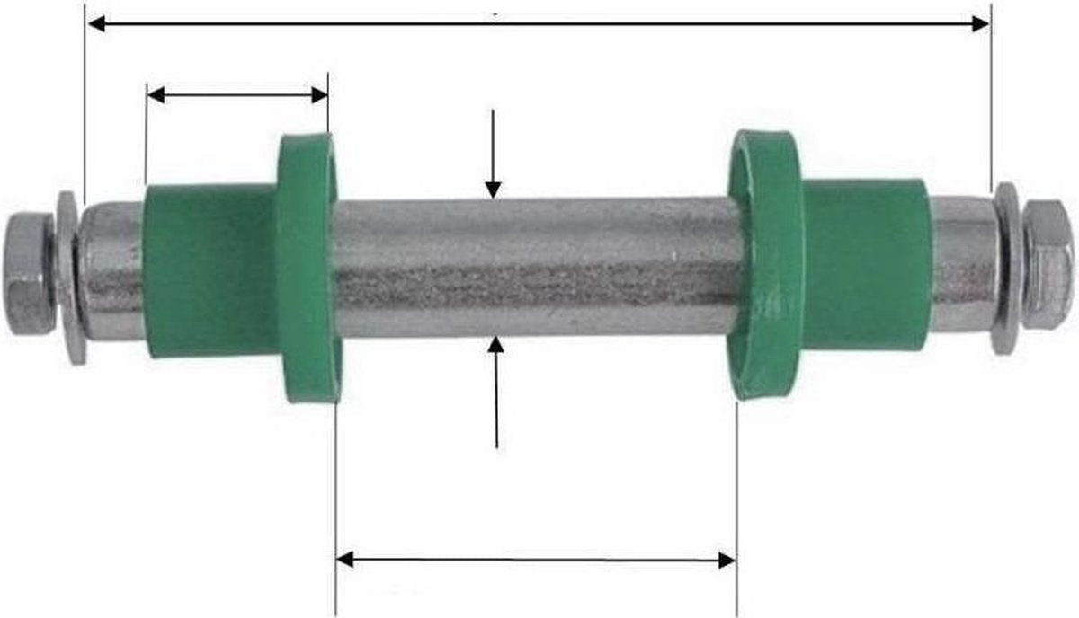 Benson As Voor Kruiwagenwiel 128 Mm X Ø 20 Mm - Inclusief Stofkappen