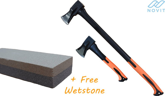  Novit Bijlenset - Kloofbijl &amp; Handbijl - Gratis Wetsteen - Bijl 2.2kg + 1kg - Kliefhamer