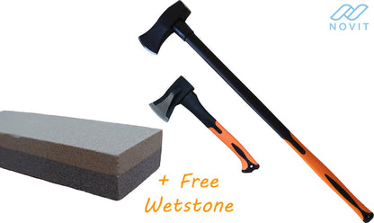 Novit Bijlenset - Kloofbijl 1kg + 3kg GRATIS Wetsteen - Handbijl - Bijl - Hakbijl