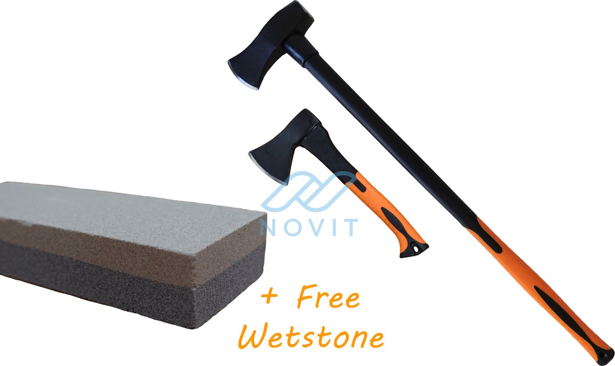  Novit Bijl - Kloofbijl &amp; Handbijl + GRATIS Wetsteen Slijpsteen - Bijlen Set 3 + 0.6kg