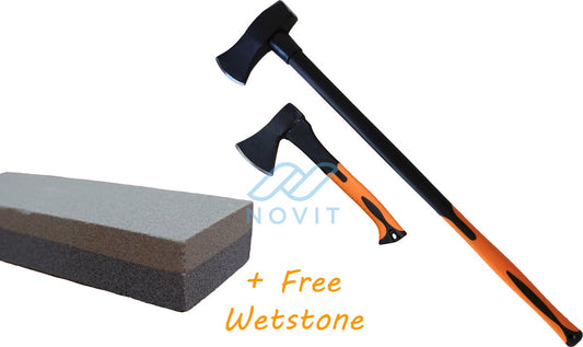  Novit Bijl - Kloofbijl &amp; Handbijl + GRATIS Wetsteen Slijpsteen - Bijlen Set 3 + 0.6kg