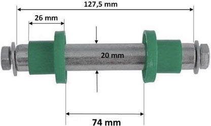 Benson As Voor Kruiwagenwiel 128 Mm X Ø 20 Mm - Inclusief Stofkappen