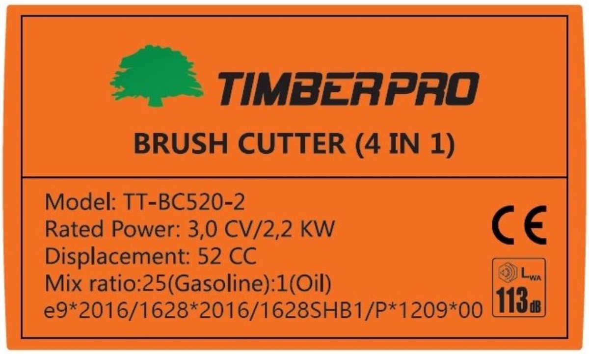  TIMBERPRO – 2in1 - Bosmaaier - Kantenmaaier - Benzine - 52 Cc - Draad En Mes - 3,0 PK