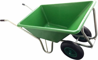  Kruiwagen Met Dubbel Luchtwiel Stal Eco Groen 160 Liter