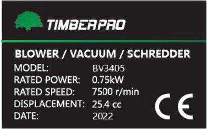  TIMBERPRO - Bladblazer - Benzine - Met Zuig En Versnipperfunctie - Blaassnelheid 225 Km/h - Opvangzak 45 L