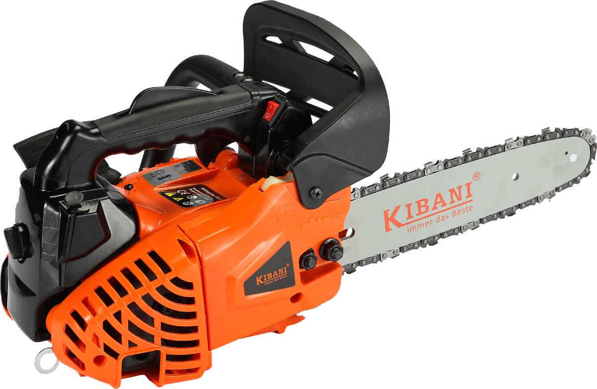  Kibani Kettingzaag Benzine - 25.4 Cc / 1 Pk 2-takt Motor - Incl. Extra Ketting - Zwaardlengte 25 Cm / 10 Inch – Easy-Startsysteem - Snoeizaag