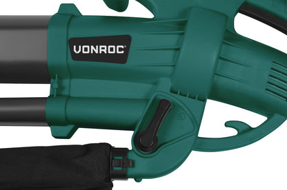  VONROC 3-in-1 Bladblazer – 3300W – Blazen, Zuigen &amp; Versnipperen – 270km/h – Incl. 40L Opvangzak