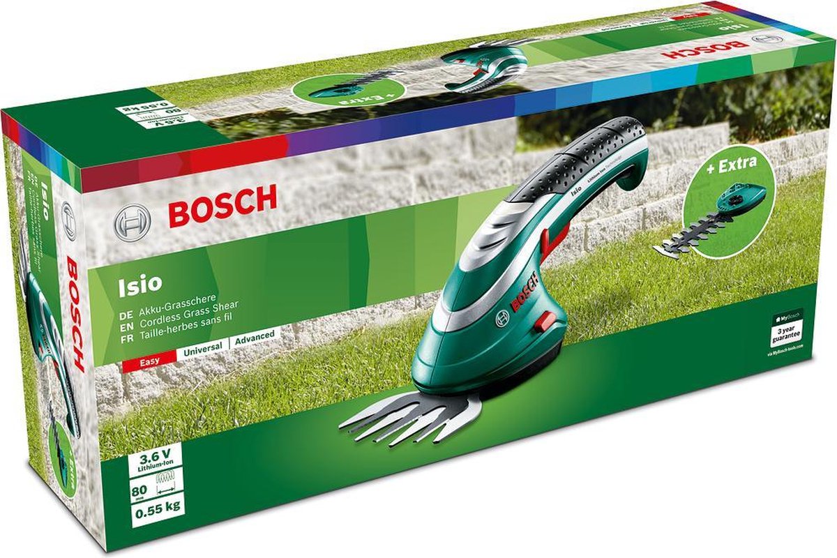  Bosch ISIO Gen III Accu Buxusschaar + Grasschaar
