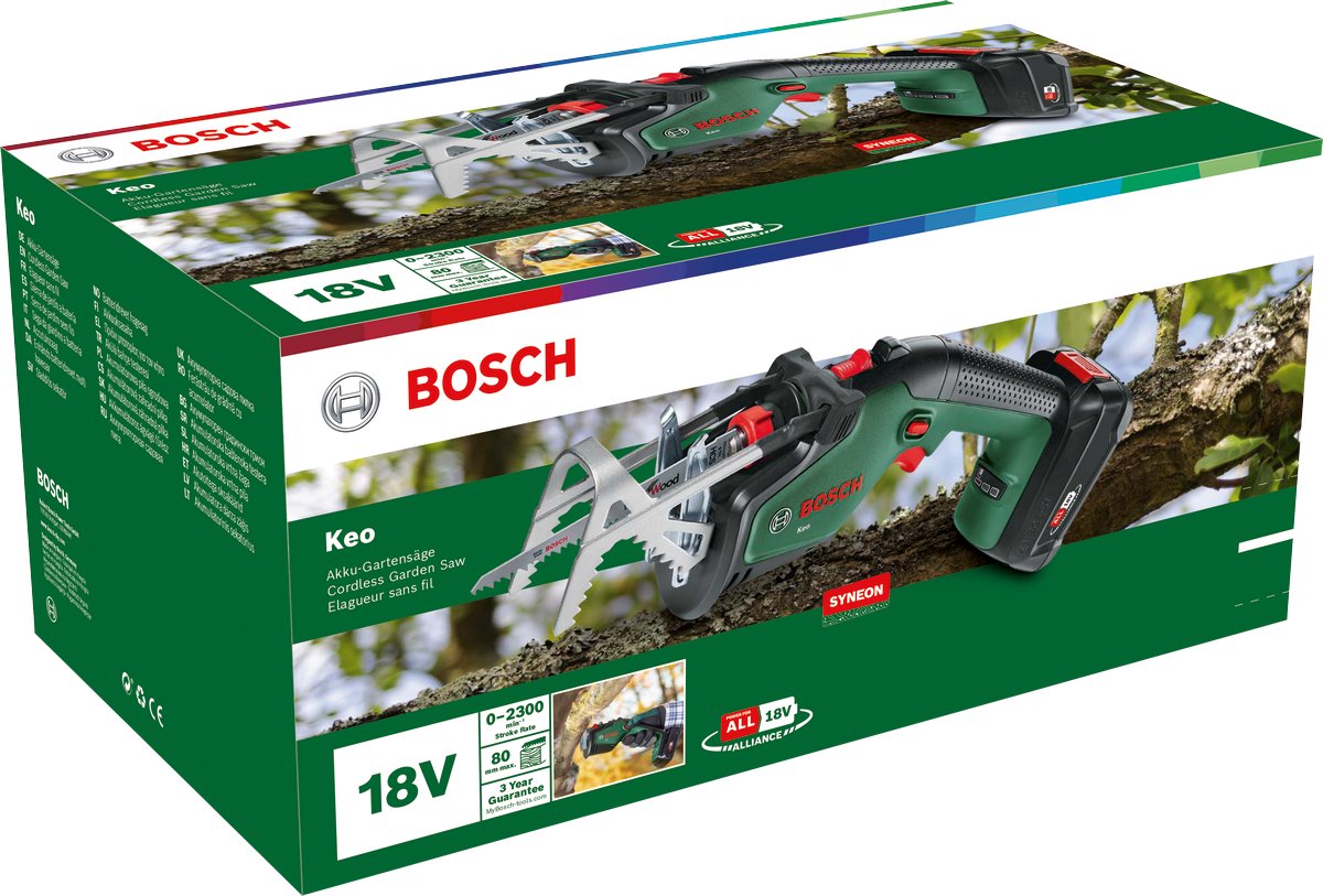  Bosch KEO 18 Accu Tuinzaagmachine - Snijdiameter Van 80 Mm - Met 18 V Accu En Lader