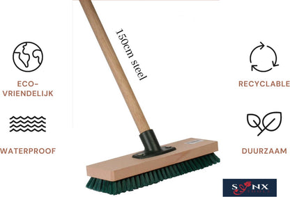  Synx Tools Tegelborstel - Bezem Met Steel 150cm Mosbezem - Schrobbezem - Mos - Onkruidborstel - Harde Borstel- Bezems