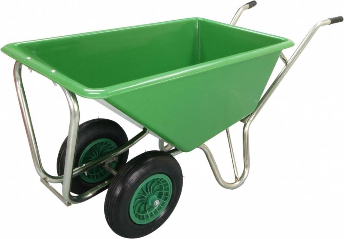  Kruiwagen Met Dubbel Luchtwiel Stal Eco Groen 160 Liter