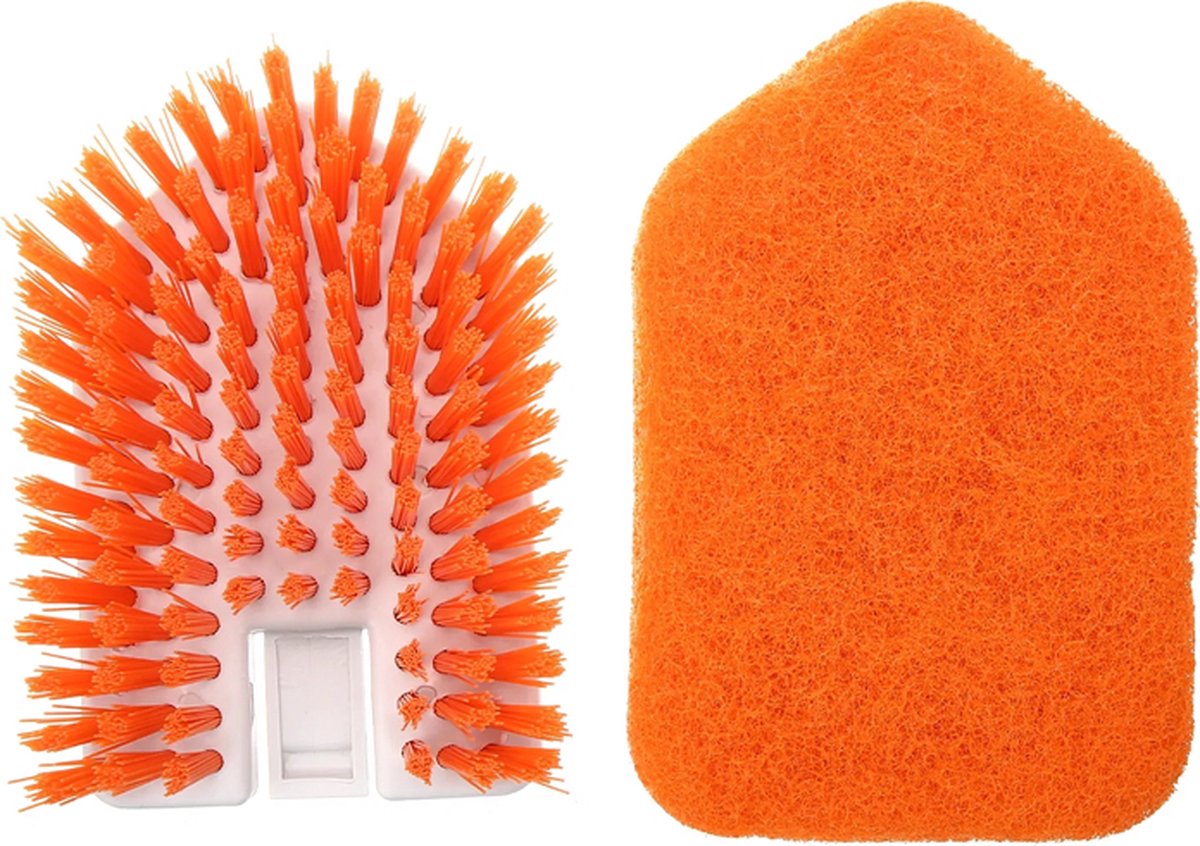 Merkloos Vloerschrobber - Bad Tegel Borstel Scrubber - Met 107cm Verstelbaar Lange - Voor Reiniging Badkamer Keuken Keramische Tegel - Oranje -Moederdag Cadeautje