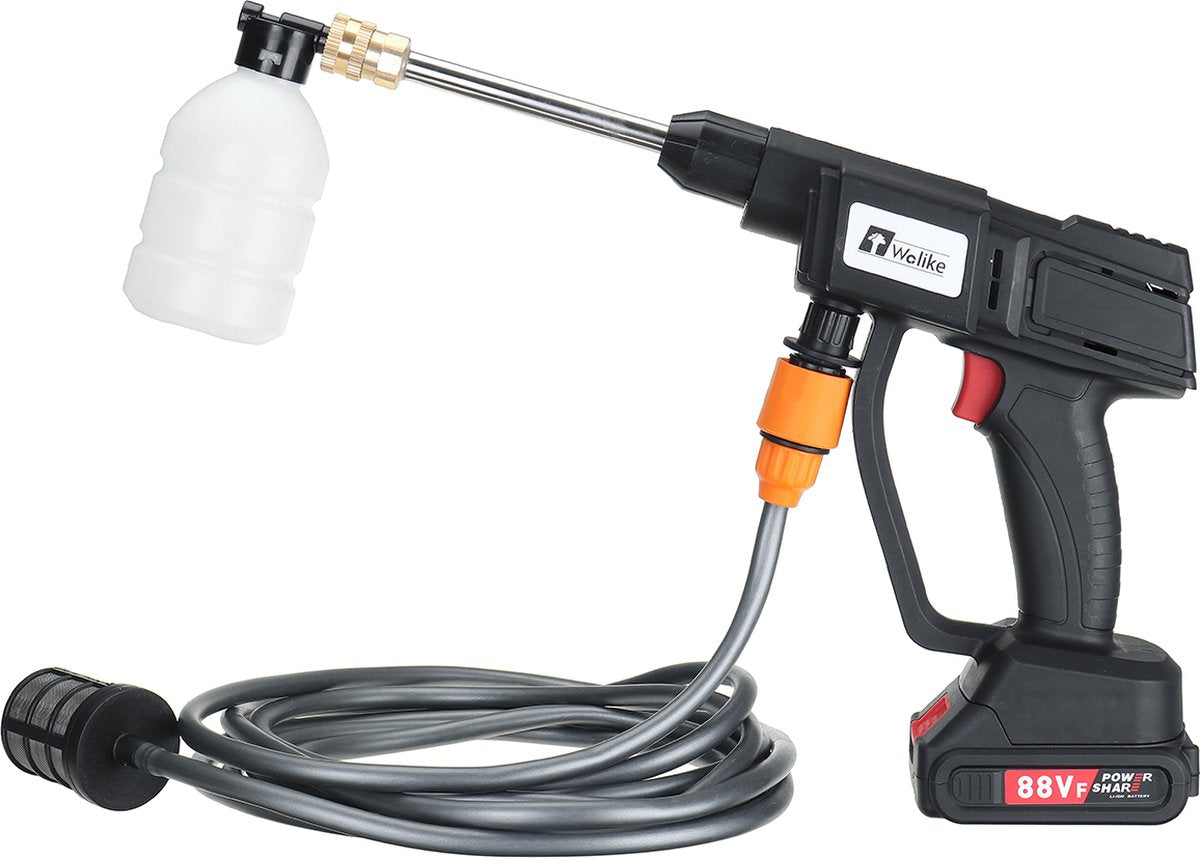 Merkloos Elektrische Accu-Hogedrukreiniger - 20Bar - Multifunctioneel Mondstuk - Draagbaar Oplaadbaar Snoerloos - Reinigingsspuitpistool - Met Rijke Accessoires - Voor Makita 18V-batterij - Voor Auto, Tuin, Terras, Raam (Zwart)