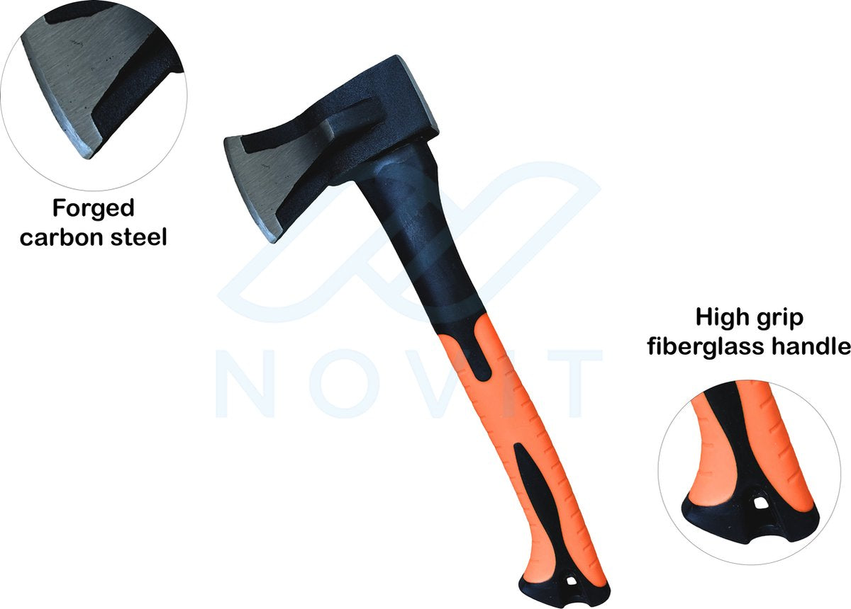  Novit Bijlenset - Kloofbijl &amp; Handbijl - Gratis Wetsteen - Bijl 2.2kg + 1kg - Kliefhamer