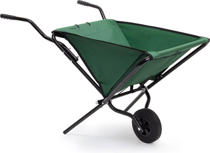  Relaxdays Kruiwagen Opvouwbaar - Inklapbare Tuinwagen - Vouwkruiwagen - Groen - 50 L