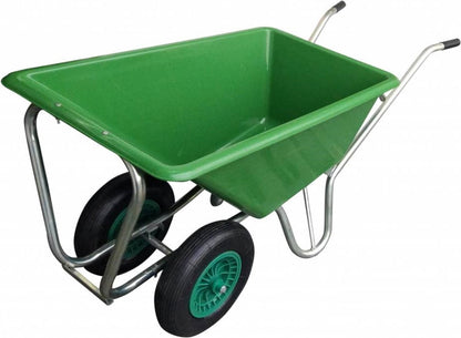  Kruiwagen Met Dubbel Luchtwiel Stal Eco Groen 160 Liter
