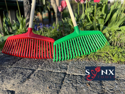  Synx Tools Gazonhark Bladhark 23 Tanden Hark - Harken - Grashark- Gazon - Kunststof Blauw/groen -Met Steel 120cm