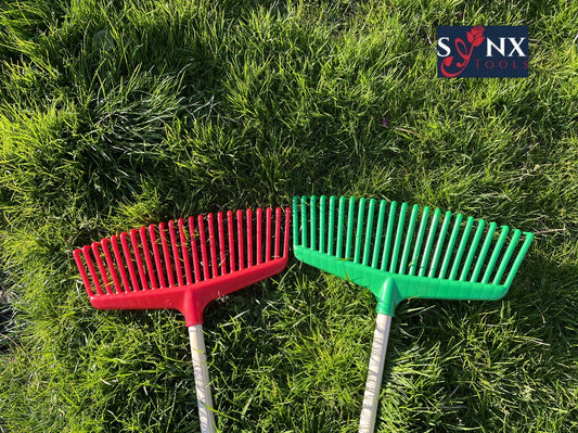  Synx Tools Gazonhark Bladhark 23 Tanden Hark - Harken - Grashark- Gazon - Kunststof Blauw/groen -Met Steel 120cm