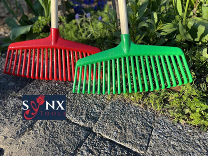  Synx Tools Gazonhark Bladhark 23 Tanden Hark - Harken - Grashark- Gazon - Kunststof Blauw/groen -Met Steel 120cm