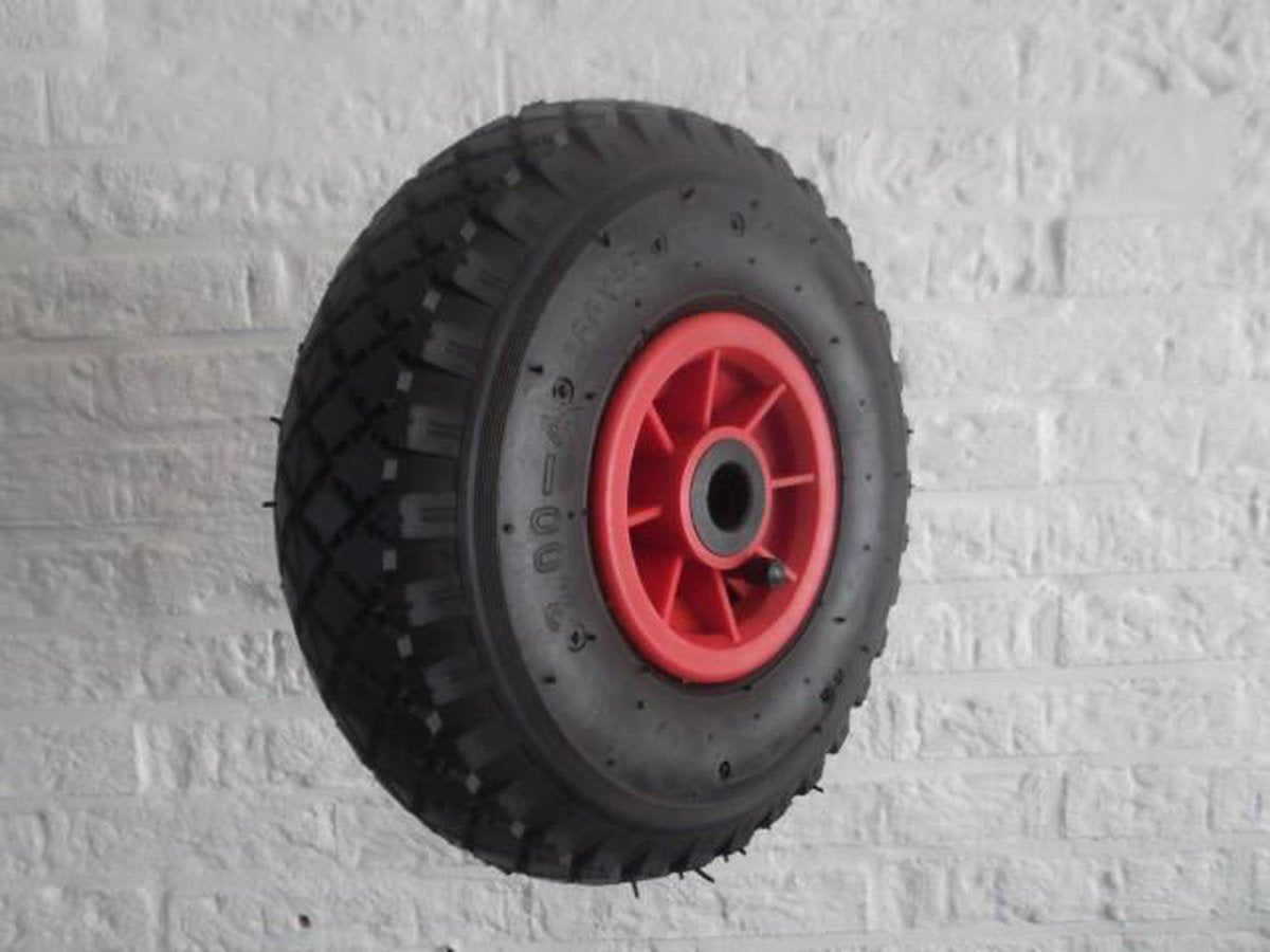 Benson Bolderkarwiel Steekwagenwiel Met Luchtband 3.00-4 | Asgatdiameter 20mm Rollager | Hoogte Wiel 26cm