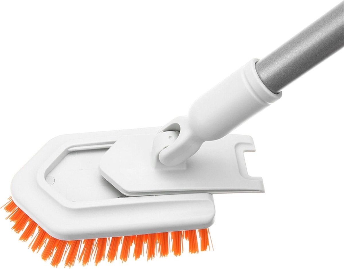 Merkloos Vloerschrobber - Bad Tegel Borstel Scrubber - Met 107cm Verstelbaar Lange - Voor Reiniging Badkamer Keuken Keramische Tegel - Oranje -Moederdag Cadeautje
