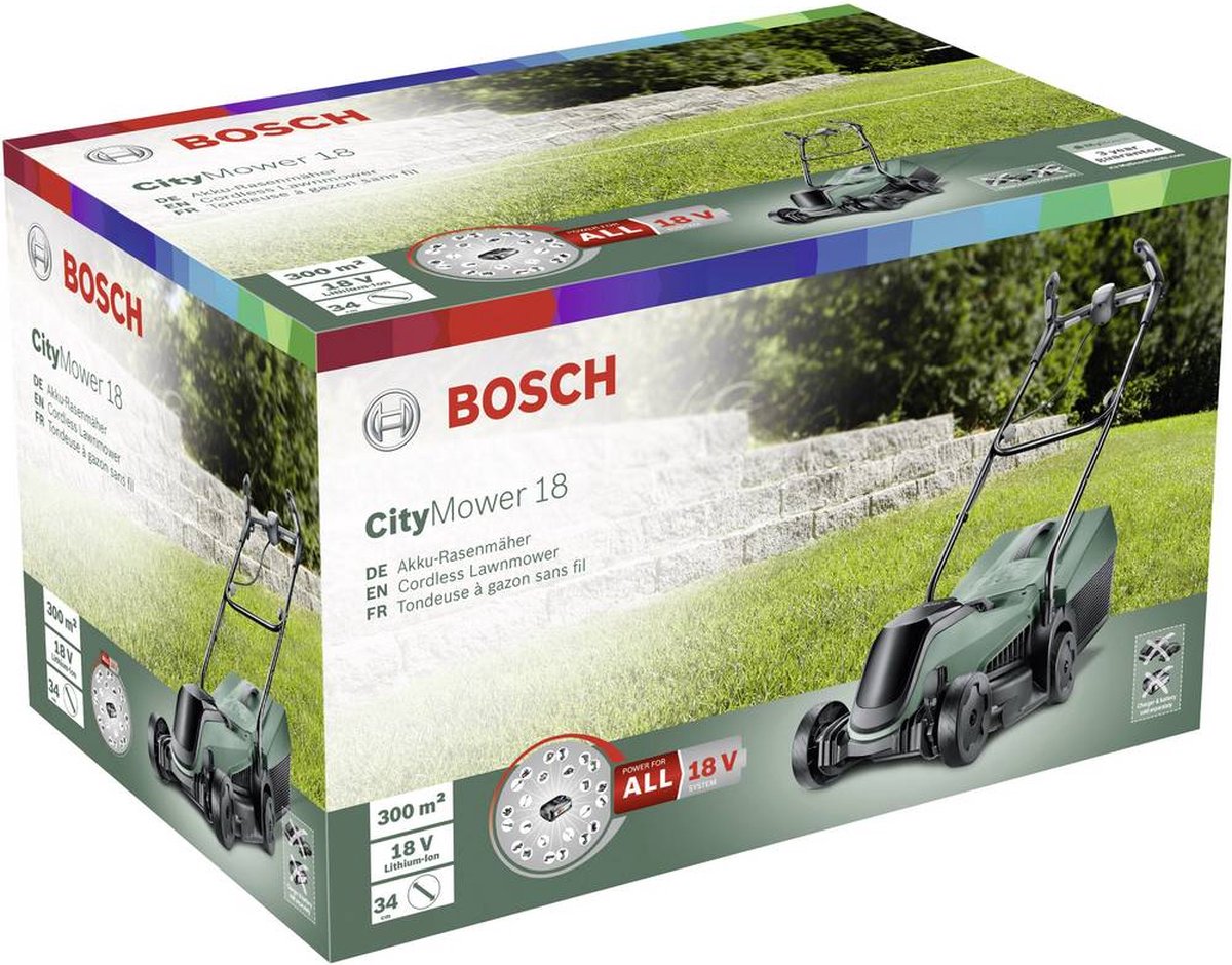  Bosch CityMower 18-300 Accu Grasmaaier - Met 1 X 18 V Accu En Lader
