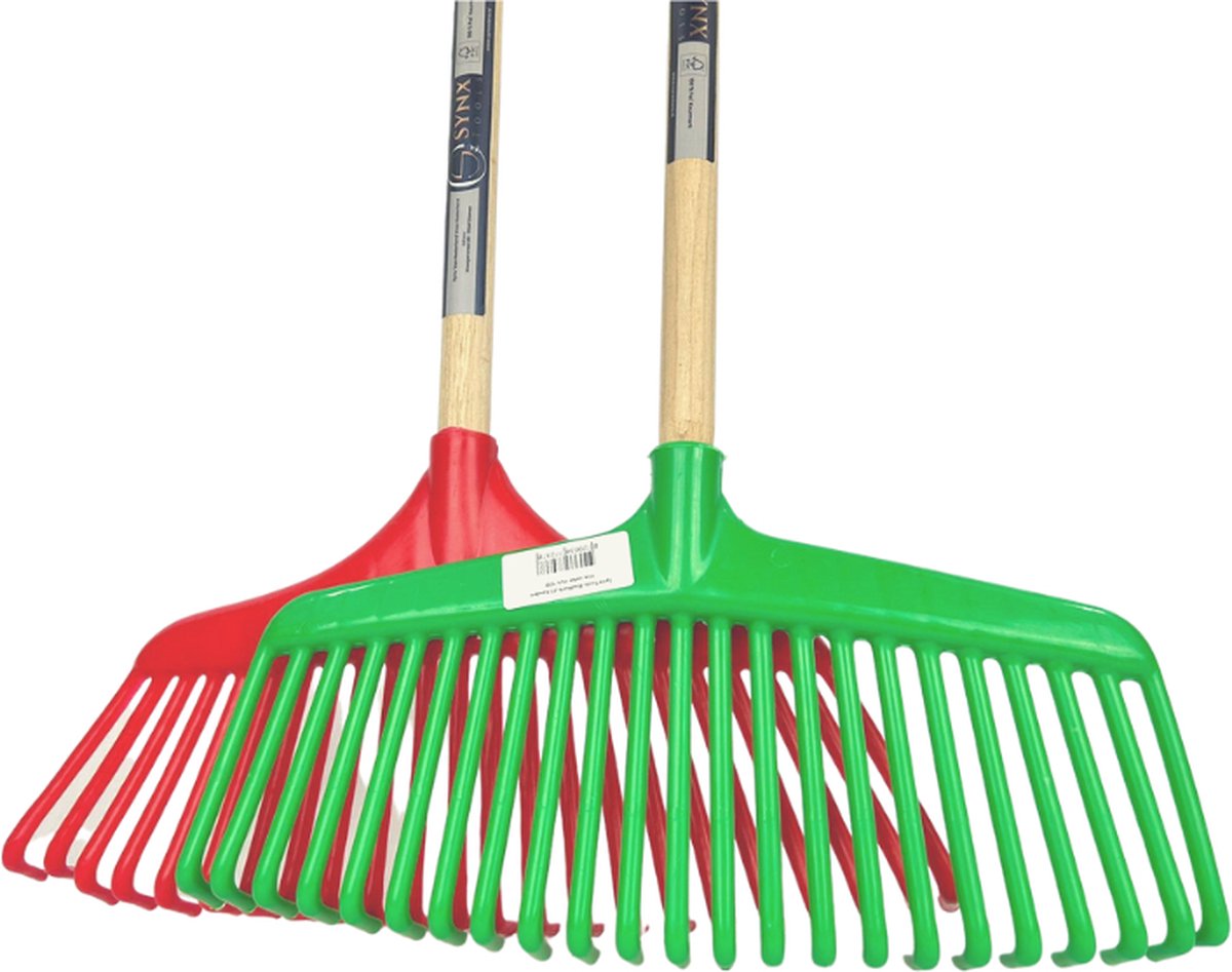  Synx Tools Gazonhark Bladhark 23 Tanden Hark - Harken - Grashark- Gazon - Kunststof Blauw/groen -Met Steel 120cm