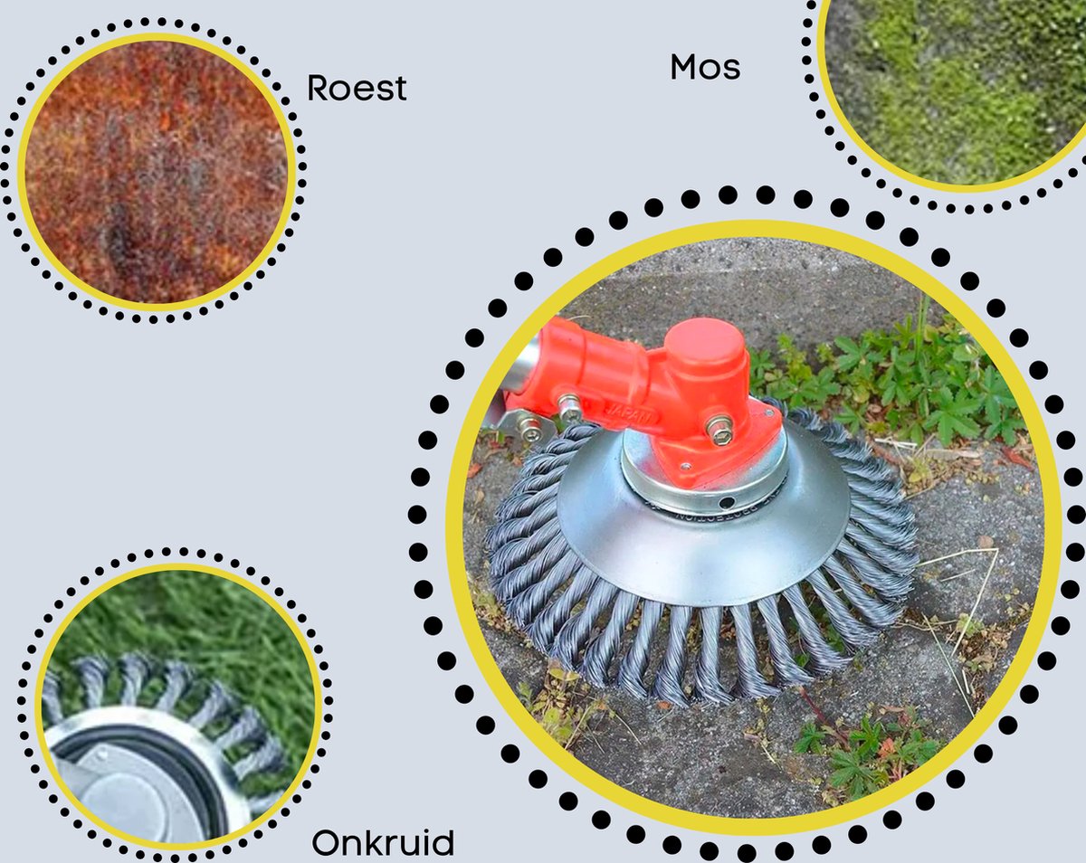 Merkloos Onkruidborstel Voor Bosmaaier | 200mm 20 Cm Staalborstel Nieuw | Universele Onkruidborstel 200 Mm - Onkruidverwijderaar - Voegenborstel - Grastrimmer