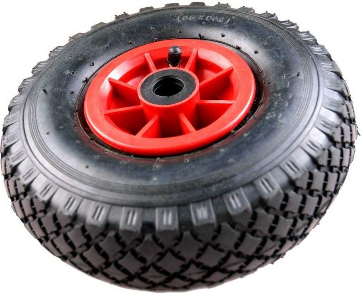 Benson Bolderkarwiel Steekwagenwiel Met Luchtband 3.00-4 | Asgatdiameter 20mm Rollager | Hoogte Wiel 26cm