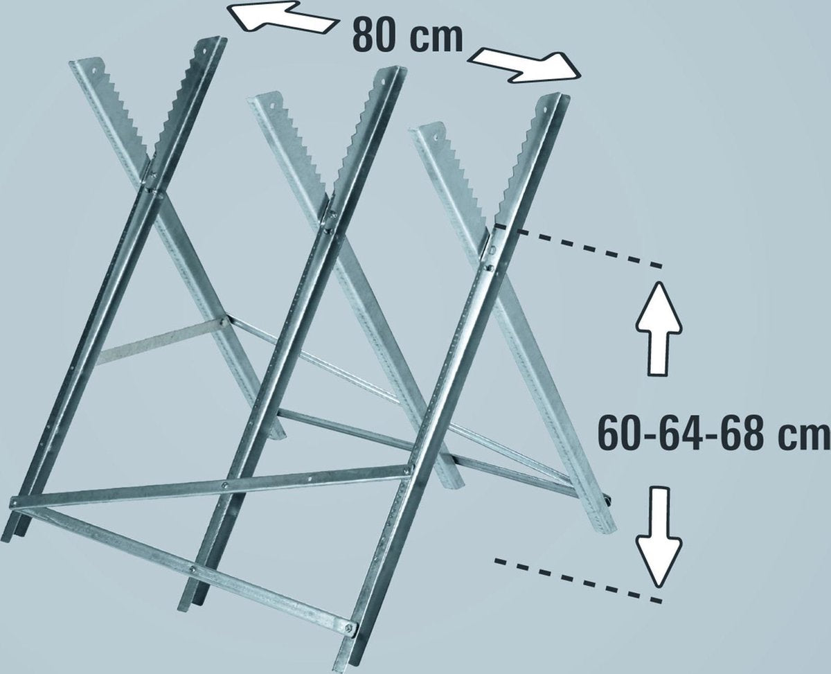  Einhell-kettingzaagstandaard (max. 150 Kg - Verzinkte Metalen Hoekprofielen - Extra Dwarsbalken - Tanden Voorkomen Verdraaiing Van Het Hout - 3 Werkhoogtes - Inklapbaar)