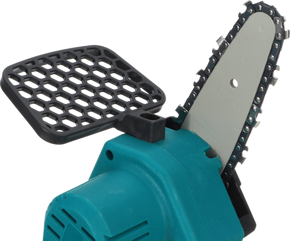 Merkloos Mini Accu Kettingzaag - 4 Inch Elektrische Boomzaag - Handkettingzaag - Met 2 Accu En 1 Oplader - Voor Tuinboom Ranch Bomen Snijden Hout- Blauw