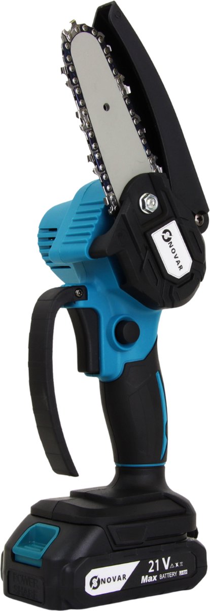  NovarGarden® Mini Kettingzaag NG1 - Met 2x Accu - Takkenzaag - Snoeizaag - Electrisch - Handzaag - Boomzaag - 21V