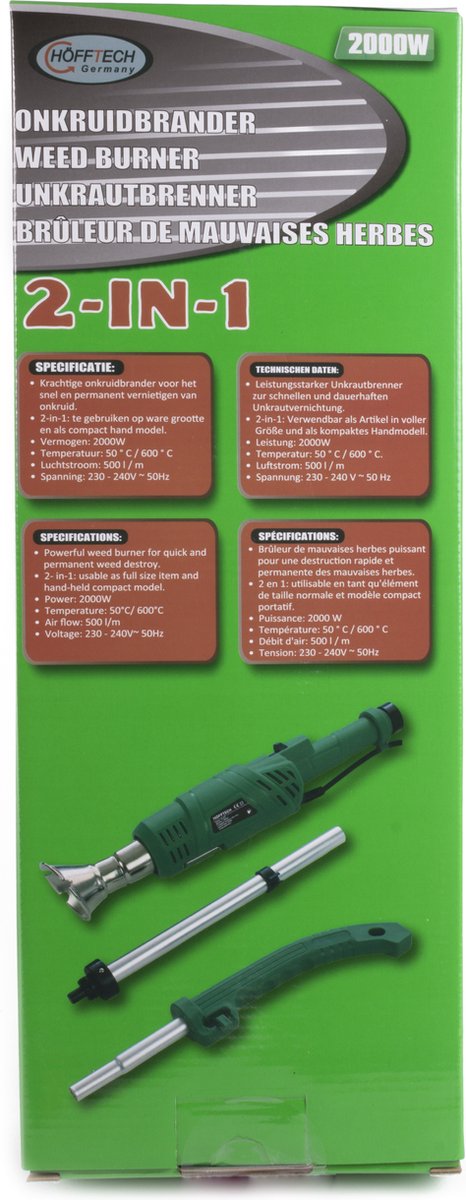  Hofftech Weed Burner Elektrische Onkruidbrander - 2000W - Max. 600 °C - BBQ Aansteker