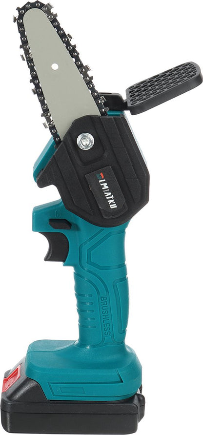 Merkloos Mini Accu Kettingzaag - 4 Inch Elektrische Boomzaag - Handkettingzaag - Met 2 Accu En 1 Oplader - Voor Tuinboom Ranch Bomen Snijden Hout- Blauw